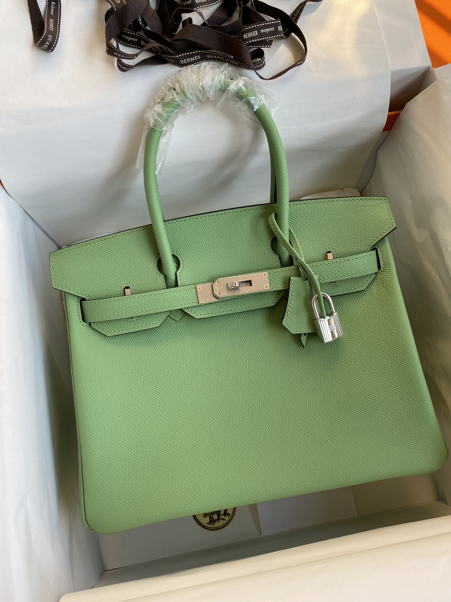 Hermes Birkin 35CM Epsom Leather Handbag Green Kiwi